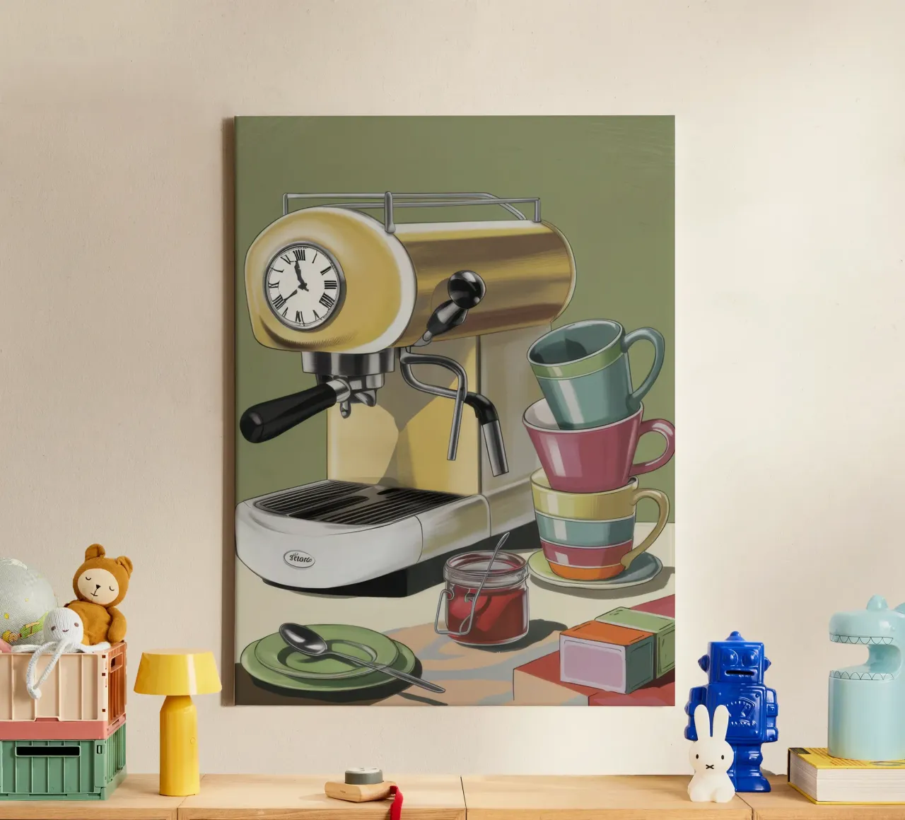 Vintage Espresso Machine tela con Cornice a cassetta da Reds Jays