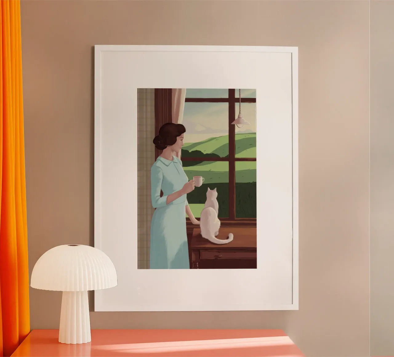 Peinzend ochtendlicht poster met aluminium frame van Giant Foxs