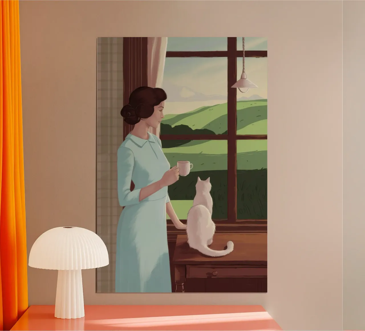 Peinzend ochtendlicht poster met aluminium frame van Giant Foxs
