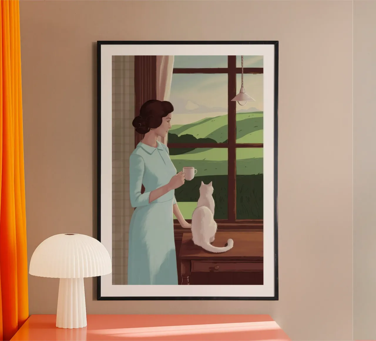 Peinzend ochtendlicht poster met aluminium frame van Giant Foxs
