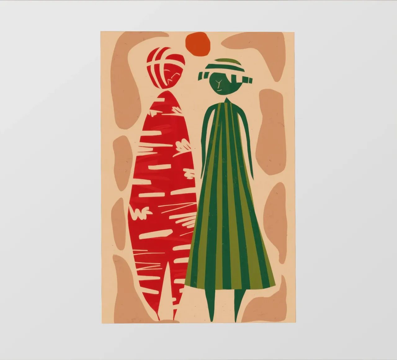 Abstract Gedessineerd Paar fotobehang van Reds Jays