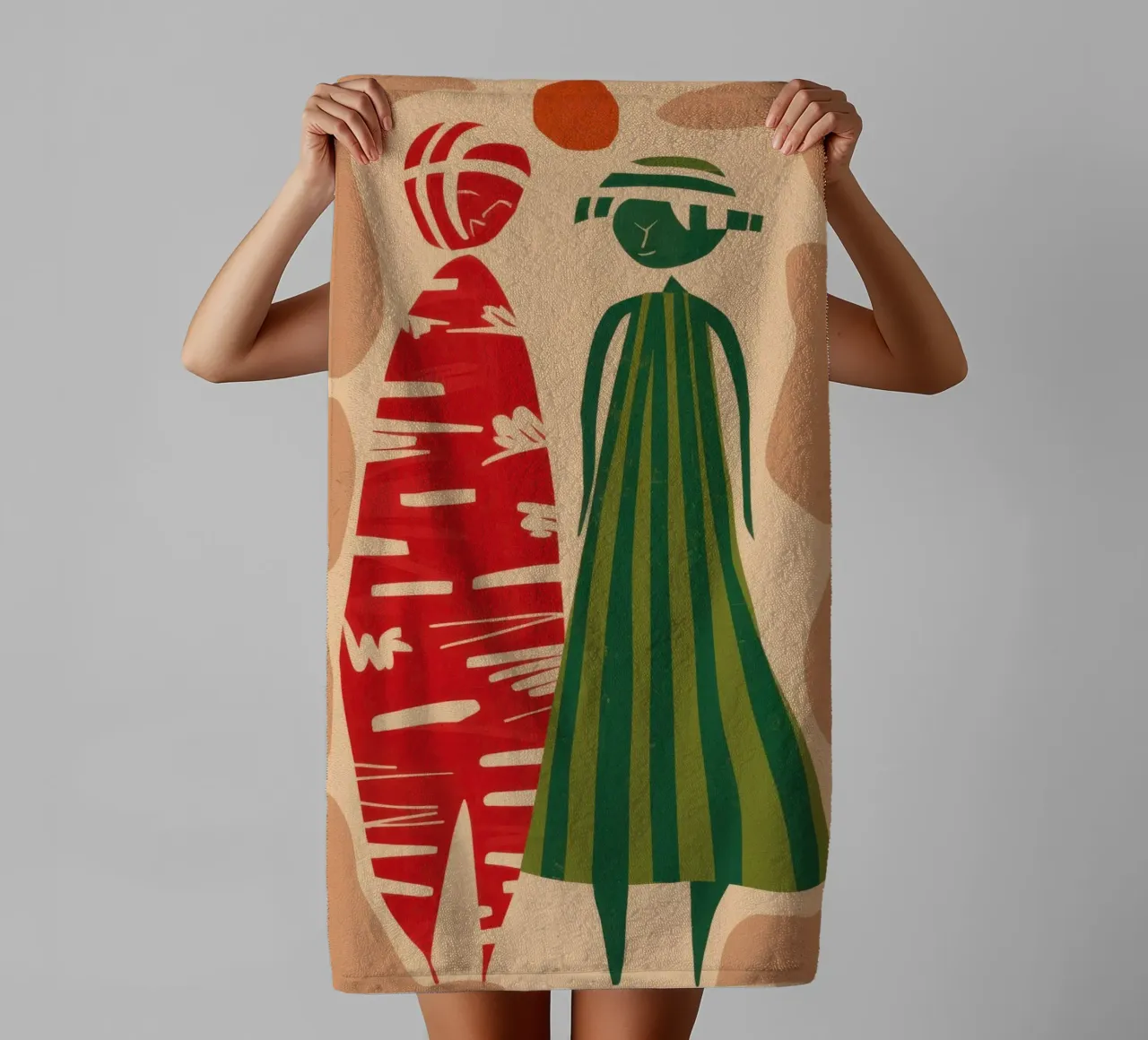 Abstract Gedessineerd Paar badhanddoek van Reds Jays