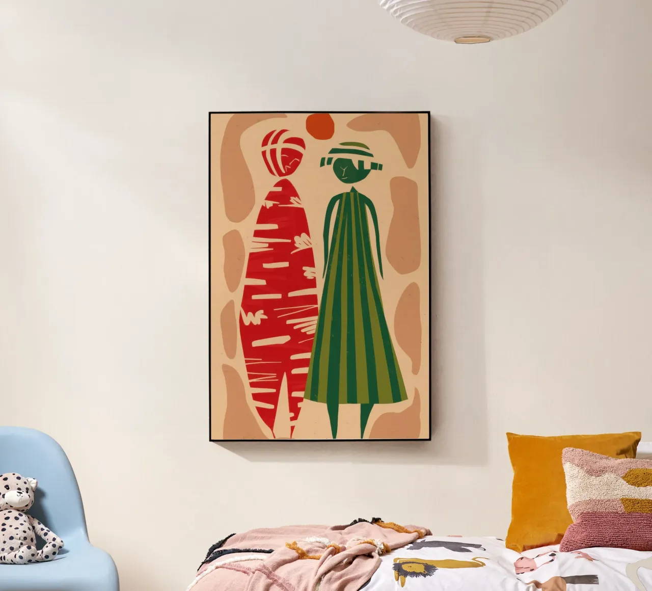 Abstract Gedessineerd Paar acryl van Reds Jays