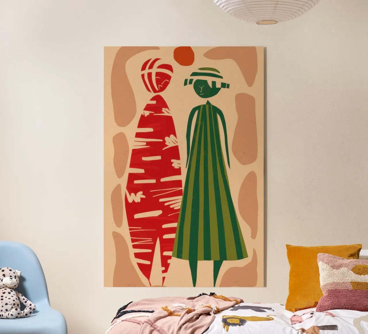 Abstract Gedessineerd Paar acryl van Reds Jays