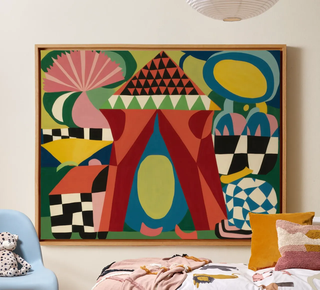 Cubist's Checkered Stillness canvas with Floater frame by Rain Balance