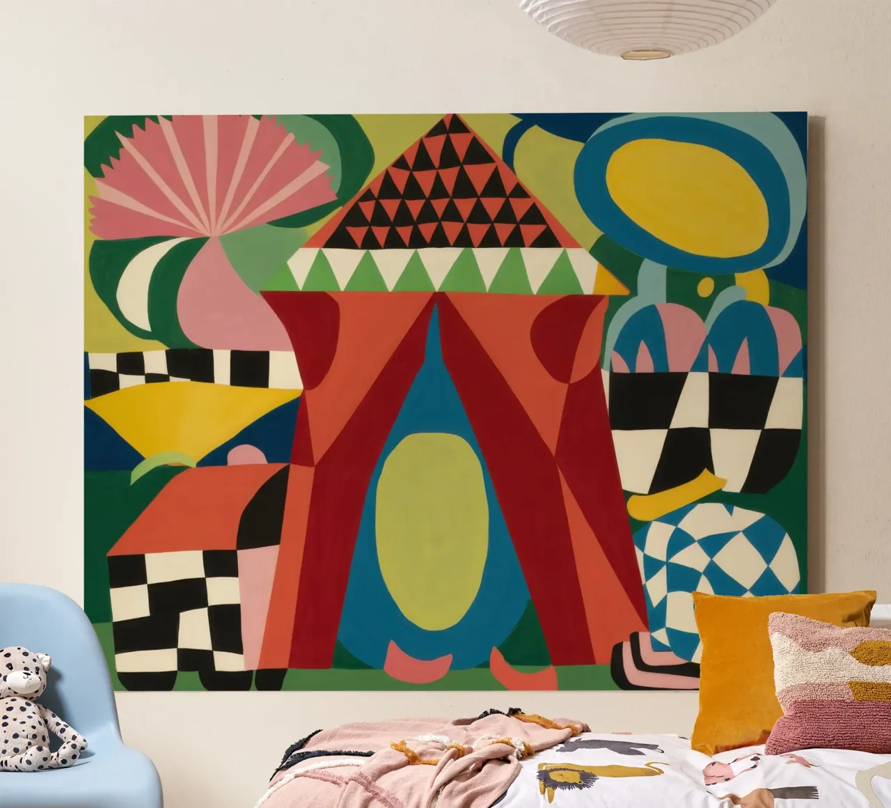 Cubist's Checkered Stillness canvas with Floater frame by Rain Balance