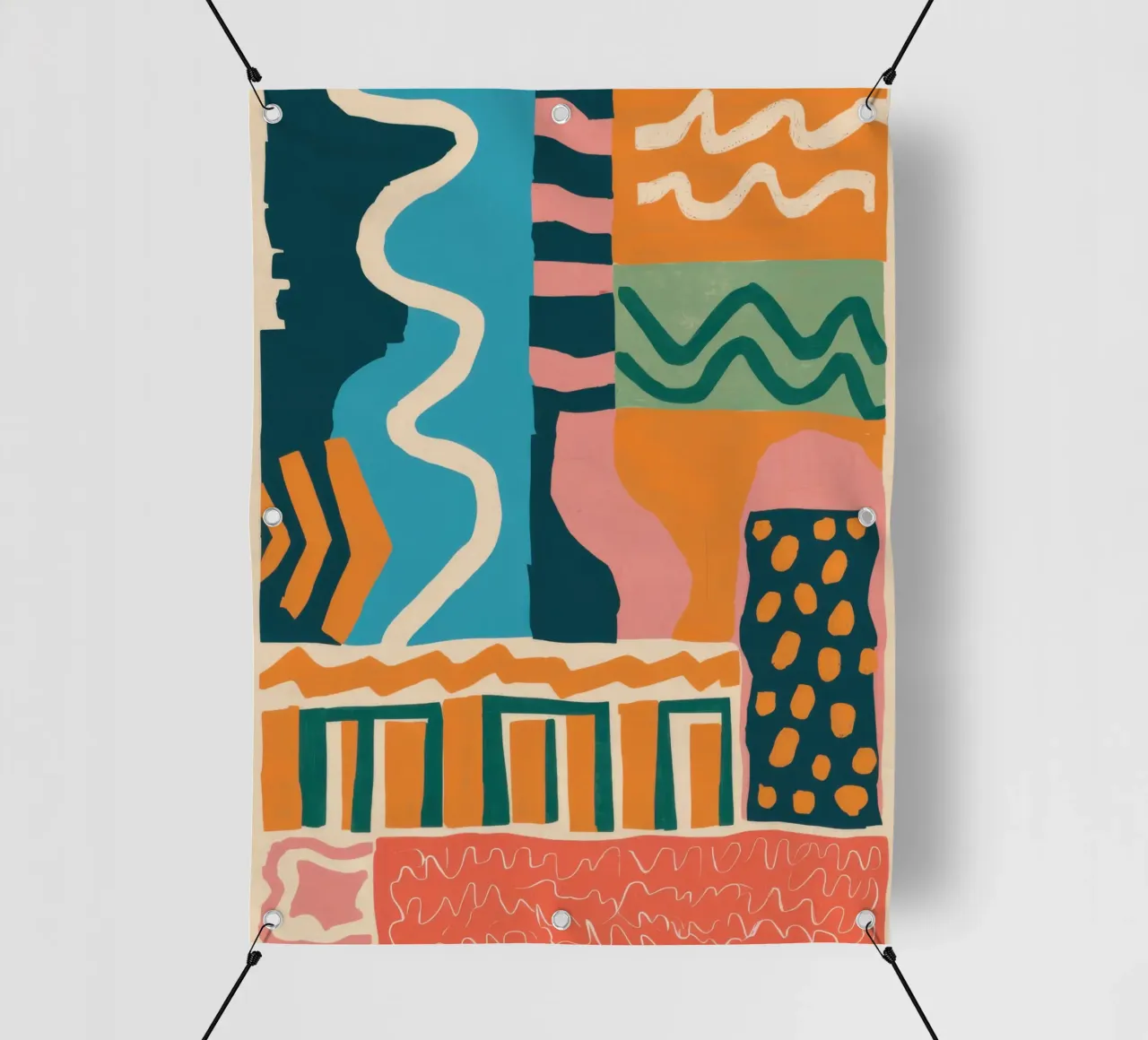 Cascata di forme ritmiche telo in pvc da Monuments Fire