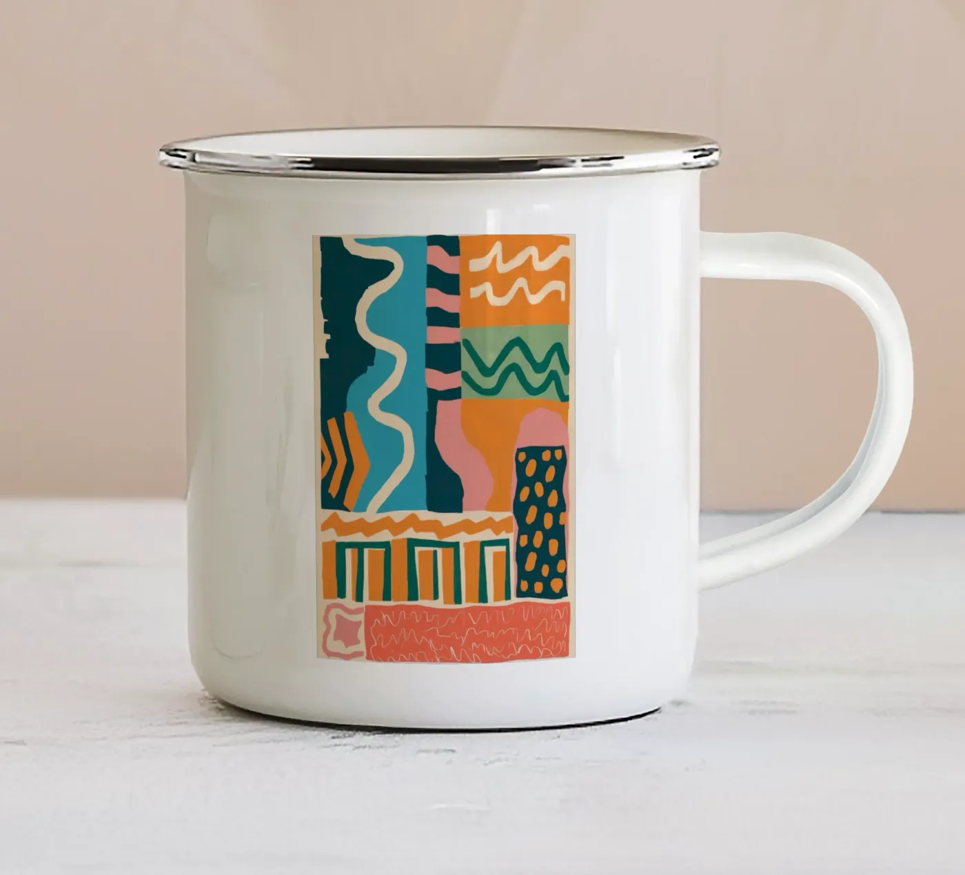 Rhythmic Shape Cascade enamel mug by Monuments Fire