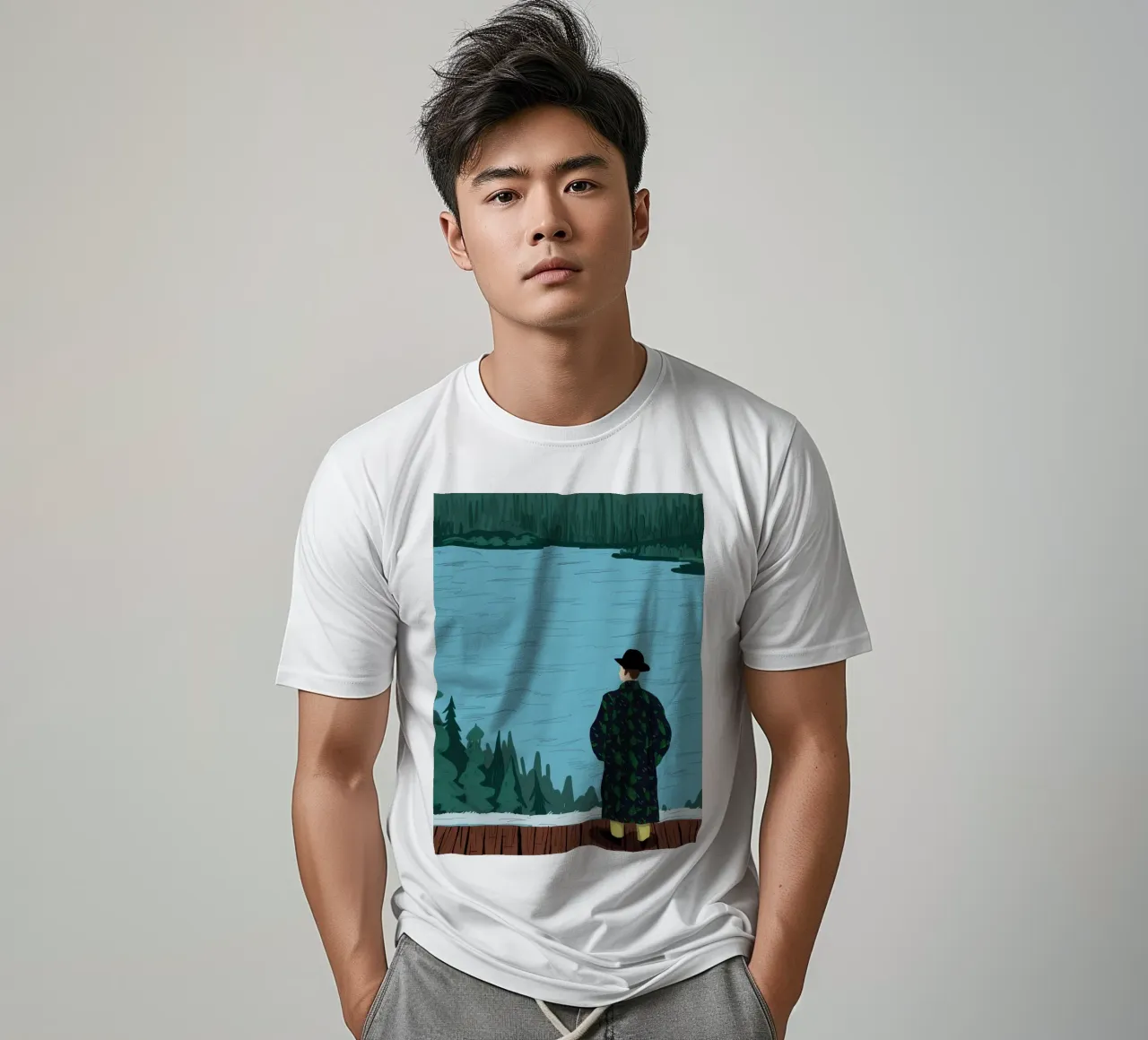 Sguardo di serenità sul lago t-shirt da Giant Foxs