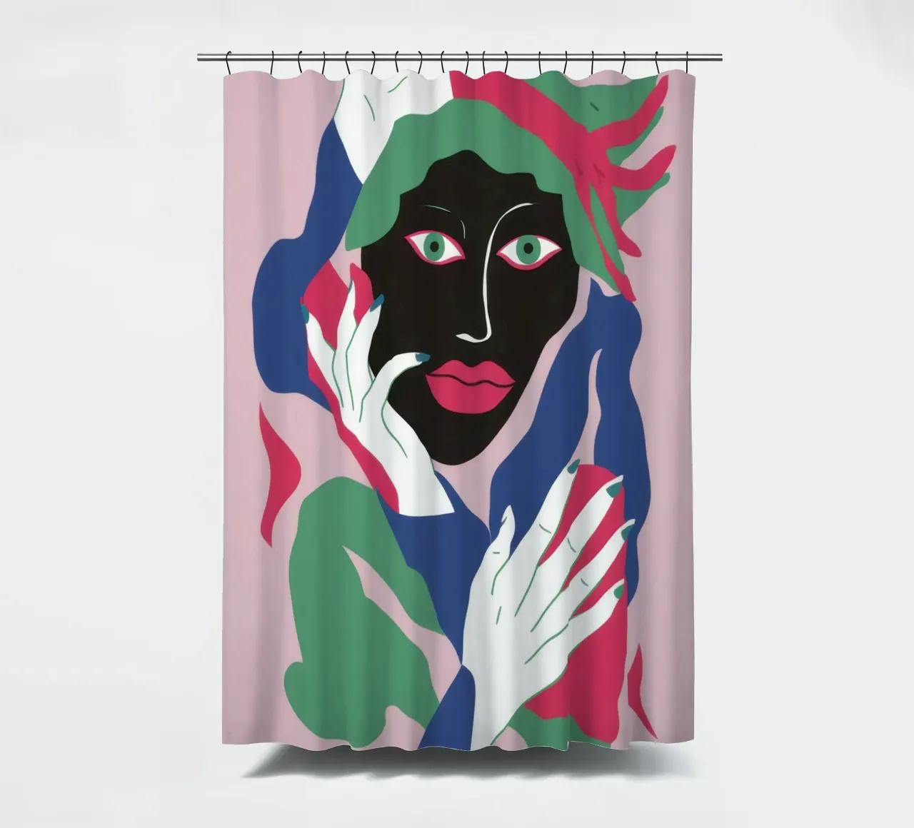 Verdant Visage Waves shower curtain by Reds Jays