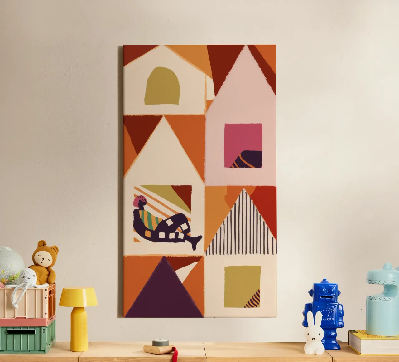 Abstract Dream House canvas with Floater frame by Monuments Fire