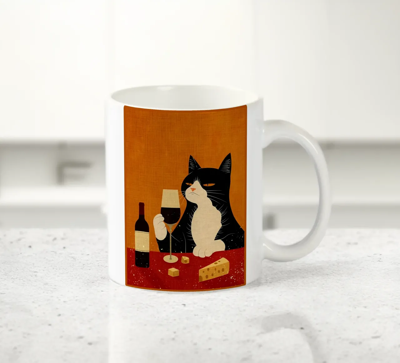 Gatto che beve vino tazza in ceramica da AnimalFunny