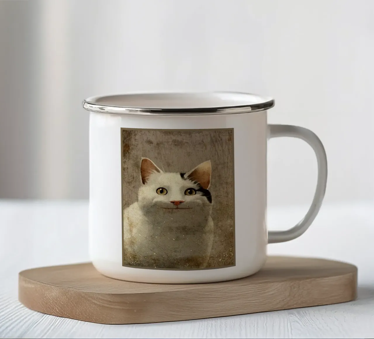 Meme del gatto educato tazza in smalto da AnimalFunny