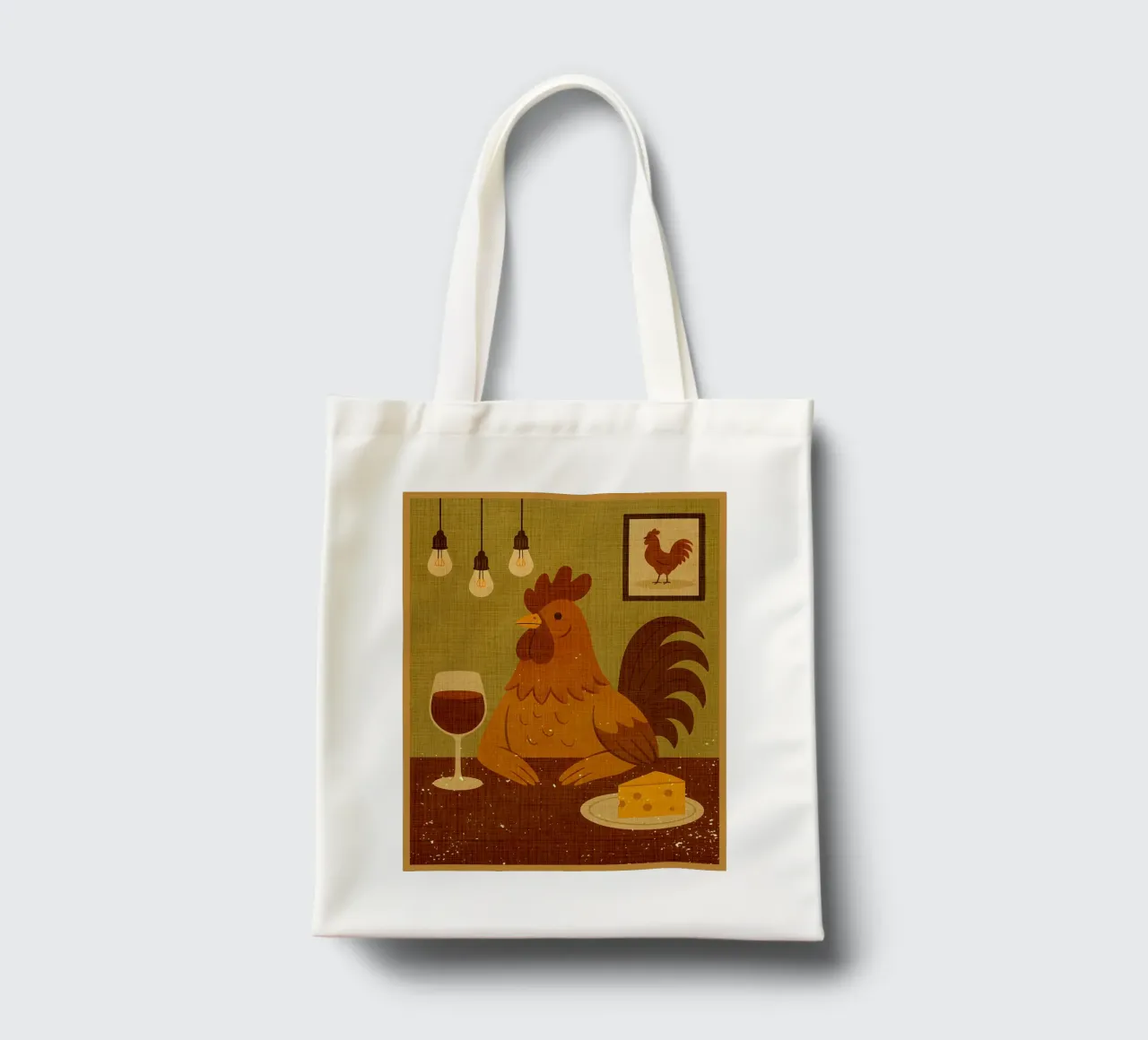 Gallo con un bicchiere di vino borsa in juta da AnimalFunny