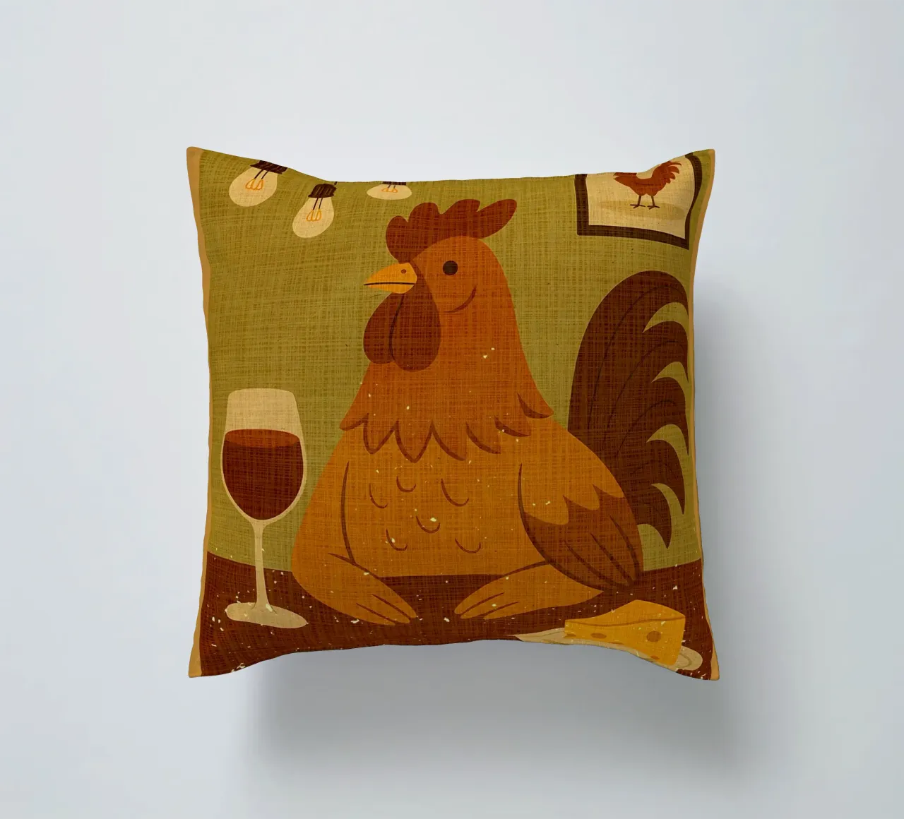 Gallo con un bicchiere di vino cuscino da AnimalFunny