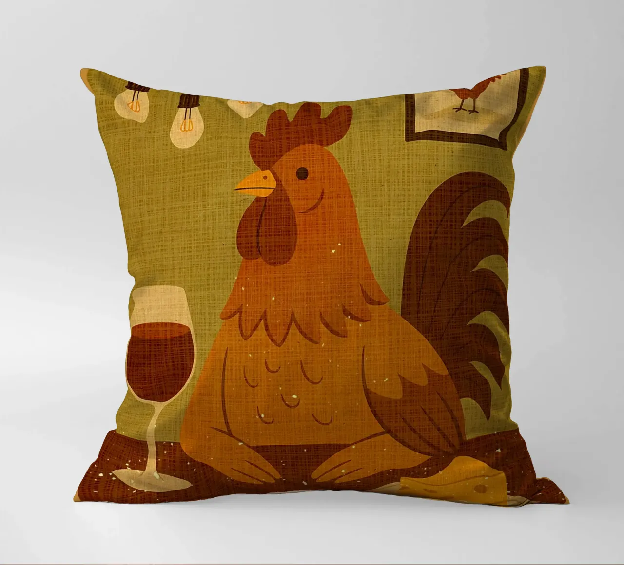Gallo con un bicchiere di vino cuscino da AnimalFunny