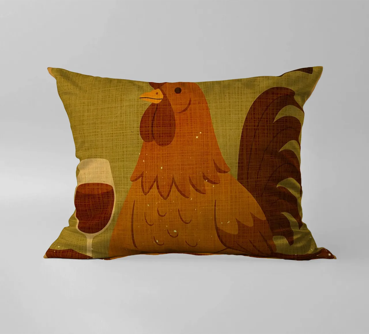 Gallo con un bicchiere di vino cuscino da AnimalFunny