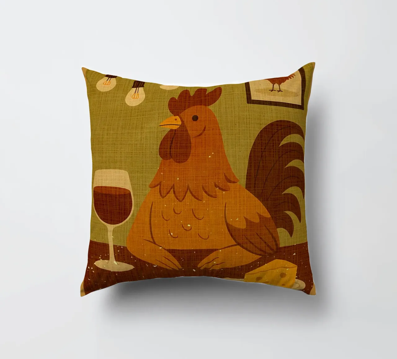 Gallo con un bicchiere di vino cuscino da AnimalFunny