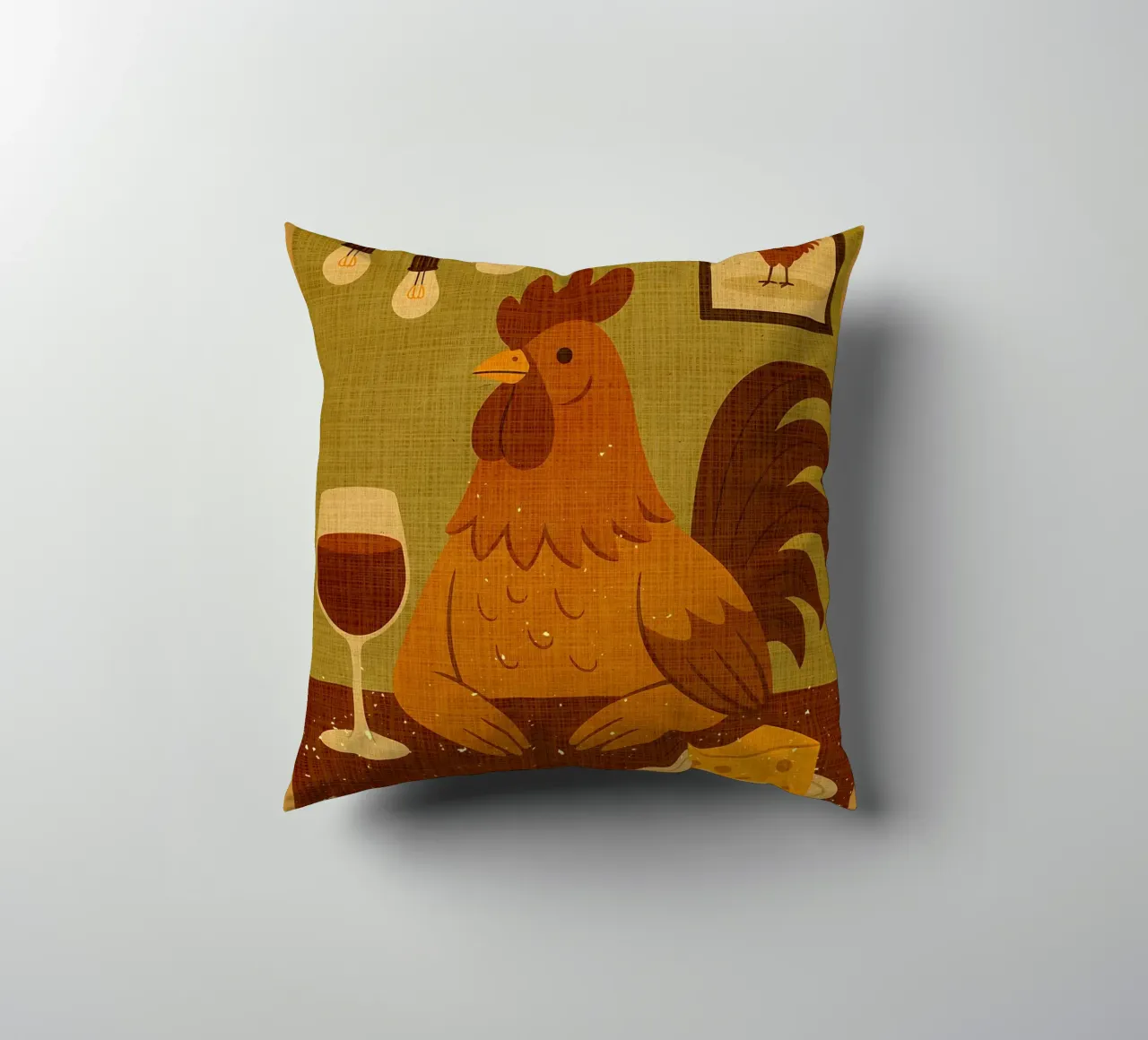 Gallo con un bicchiere di vino cuscino da AnimalFunny