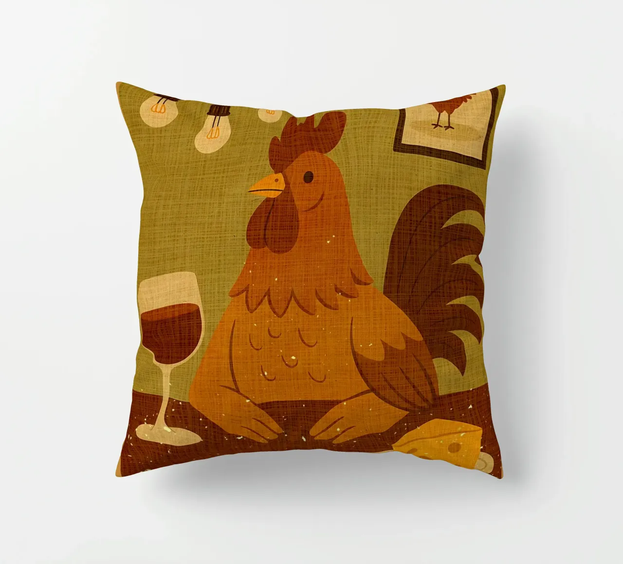 Gallo con un bicchiere di vino cuscino da AnimalFunny