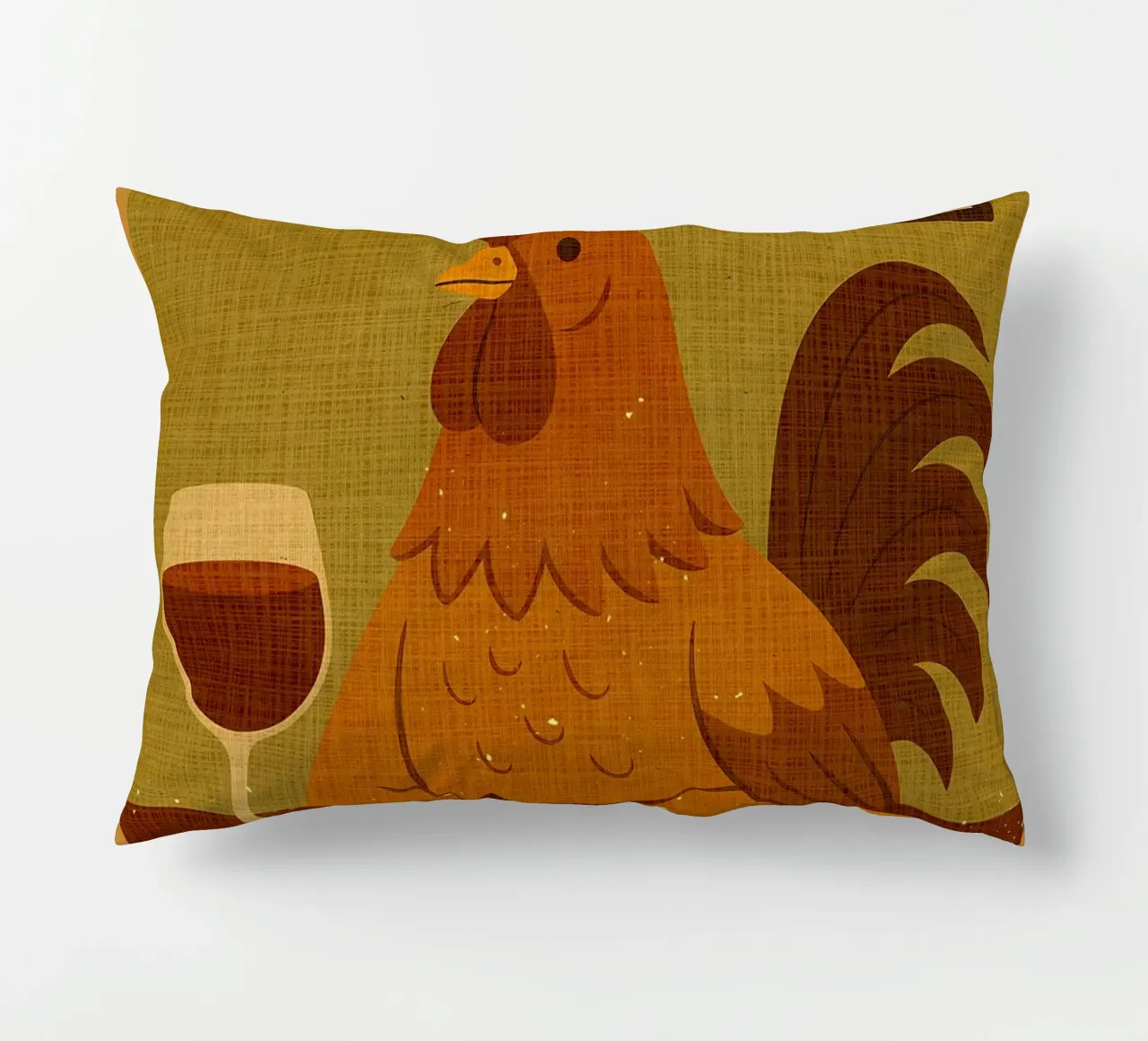 Gallo con un bicchiere di vino cuscino da AnimalFunny