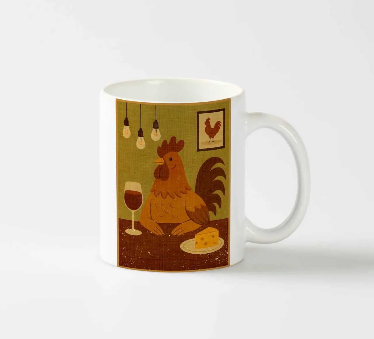 Gallo con un bicchiere di vino tazza in ceramica da AnimalFunny