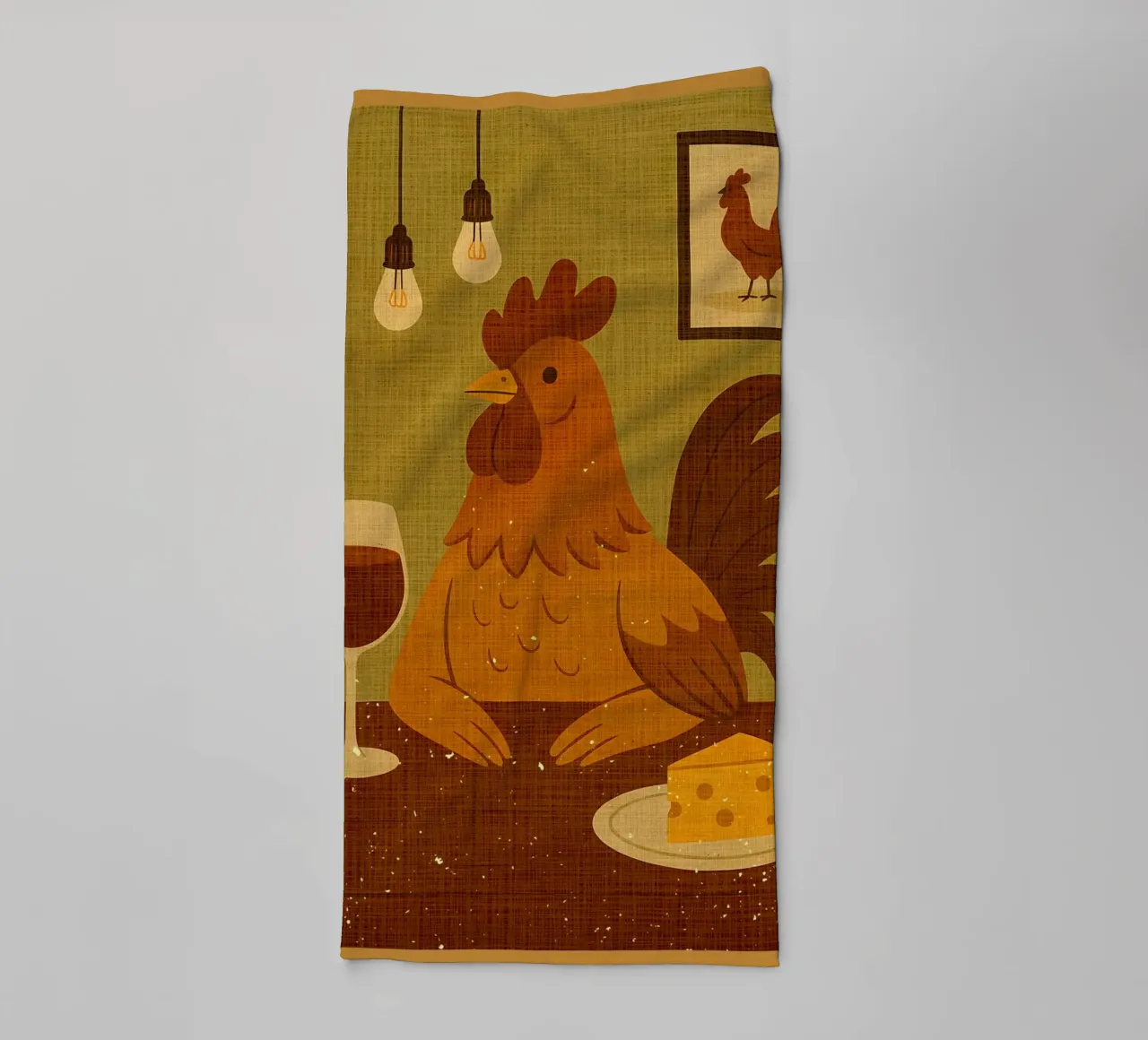 Gallo con un bicchiere di vino asciugamano da bagno da AnimalFunny
