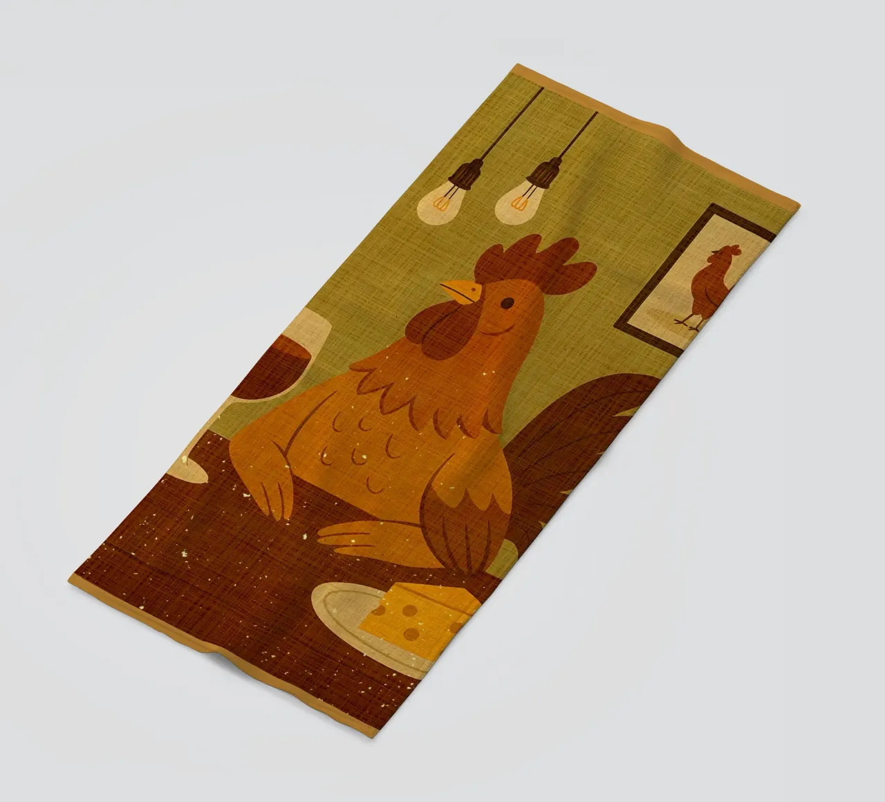 Gallo con un bicchiere di vino telo mare da AnimalFunny