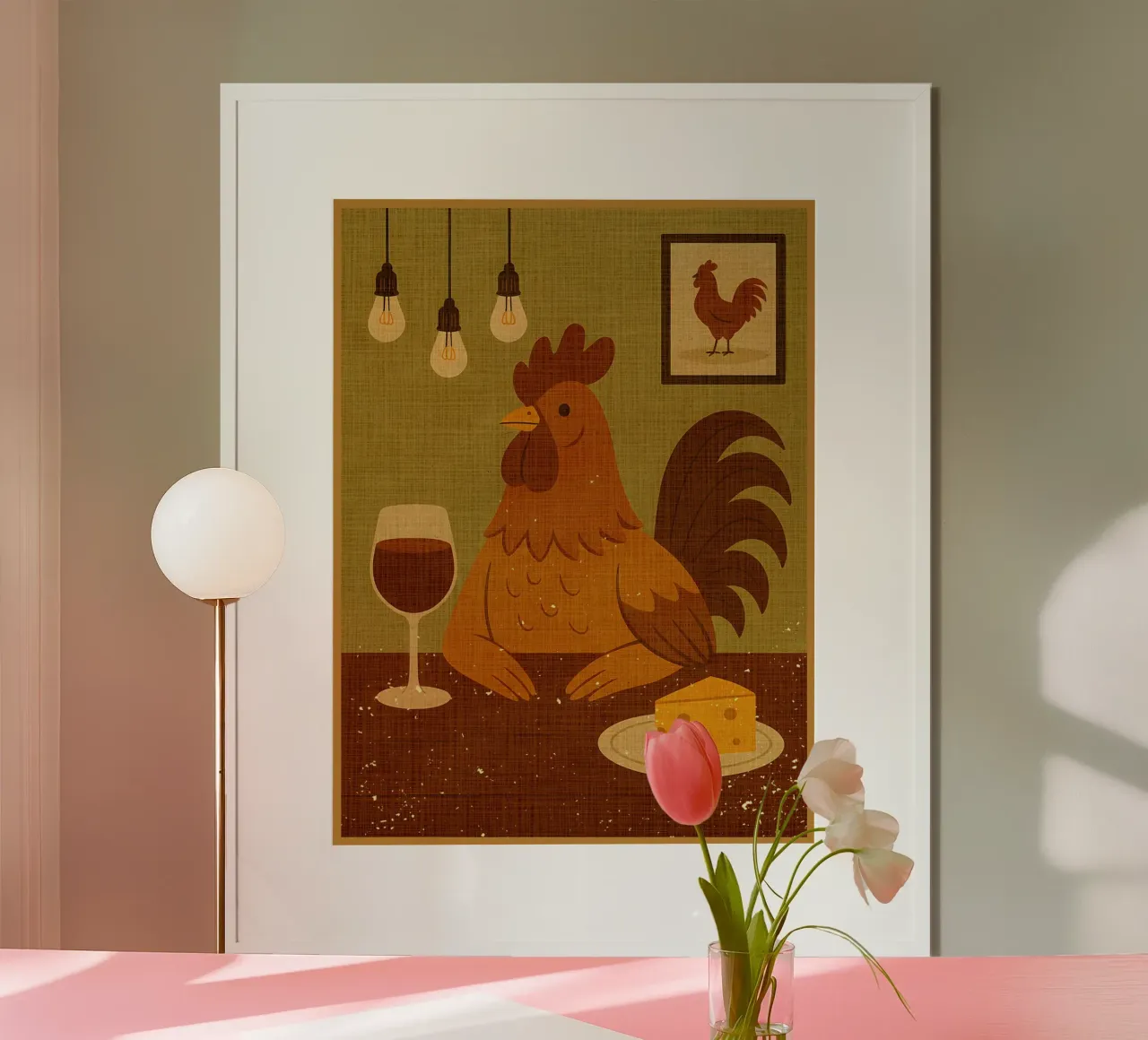 Gallo con un bicchiere di vino carta hahnemühle da AnimalFunny