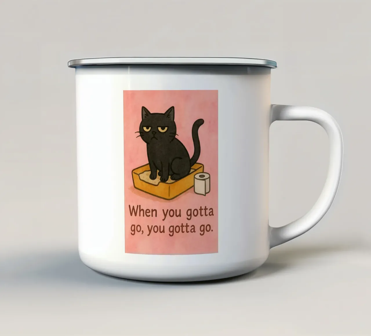 gatto divertente devi andare tazza in smalto da Mirage