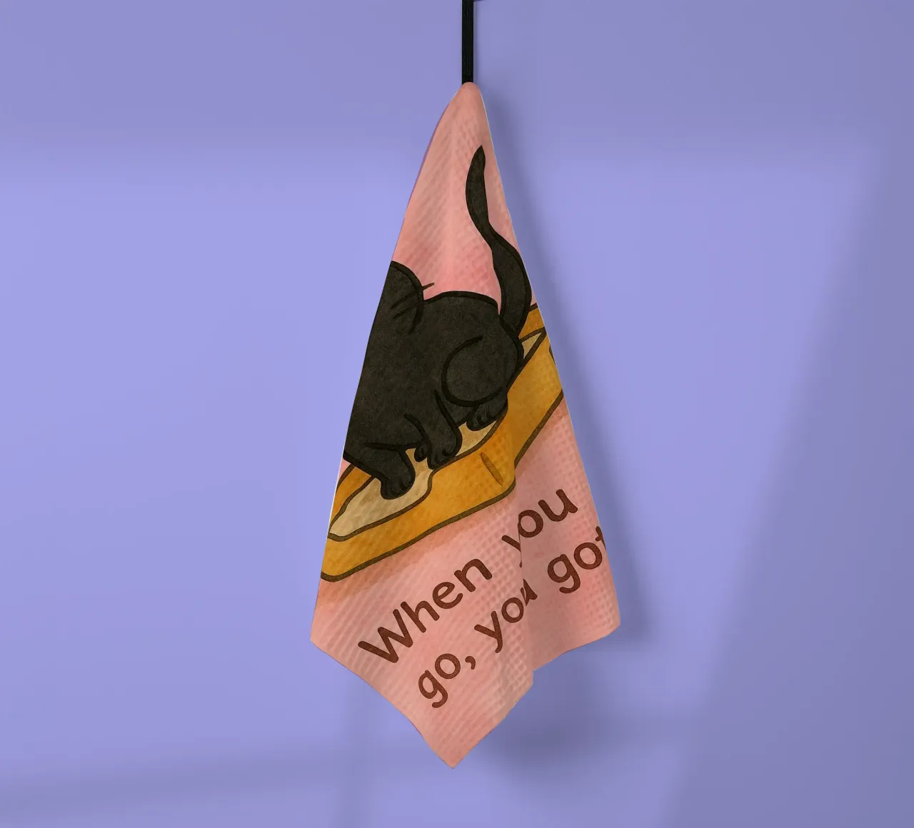 lustige Katze du musst gehen Geschirrtuch von Mirage