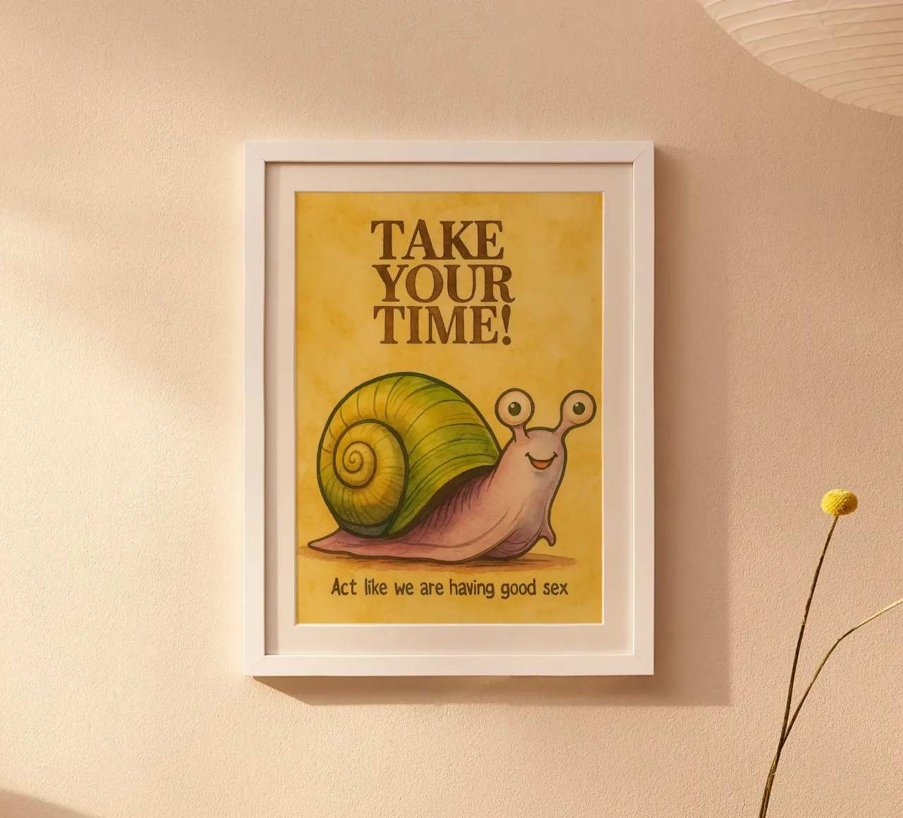 Take your time funny snail poster with plastic frame by Mirage