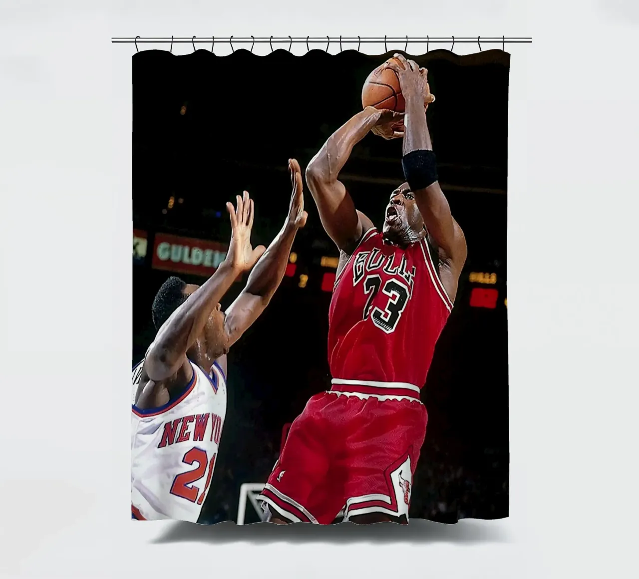 Bulls 23 Slam Dunks shower curtain by FAKE ARTWORK STORE