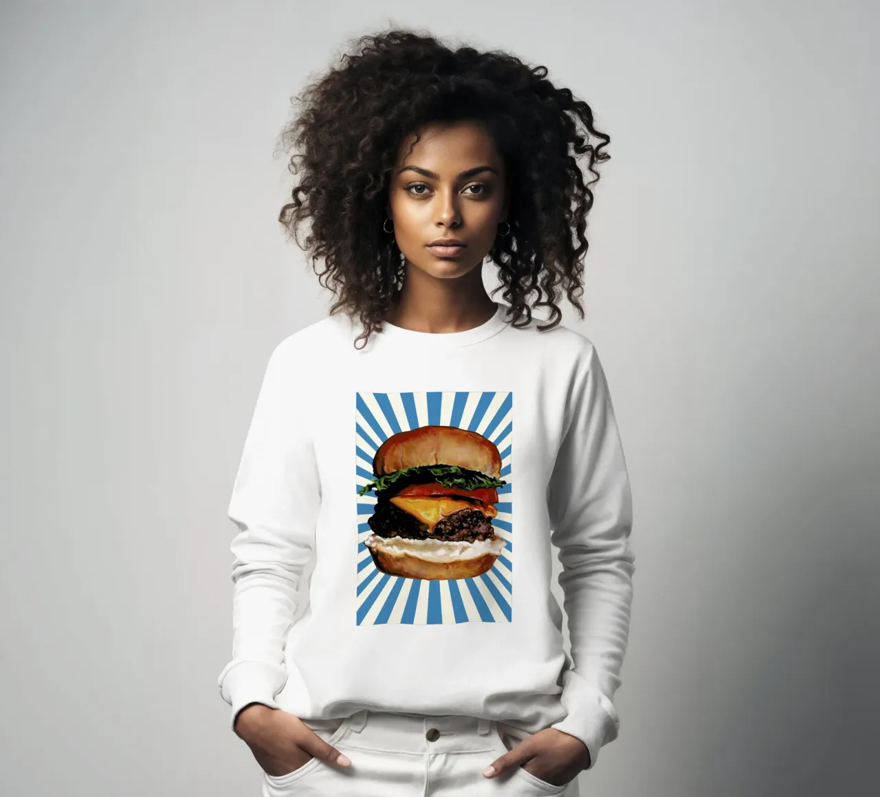 Cheeseburger sweatshirt by Kelly Gilleran