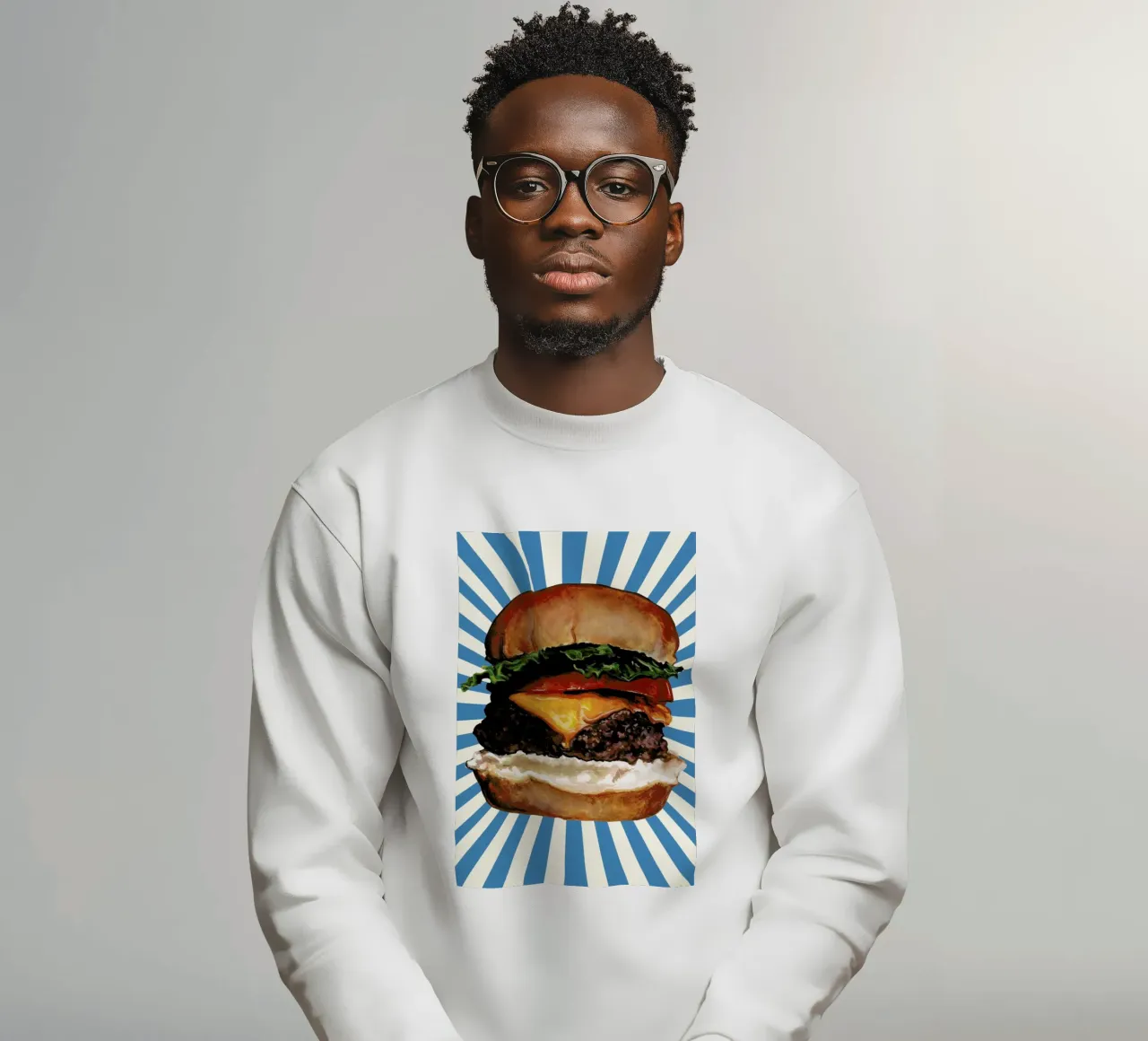 Cheeseburger sweatshirt by Kelly Gilleran