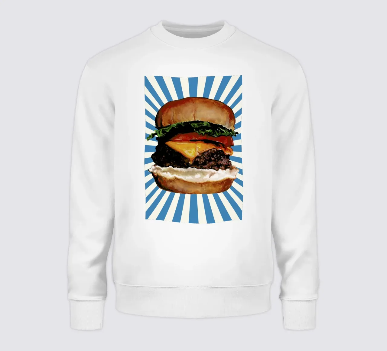 Cheeseburger sweatshirt by Kelly Gilleran