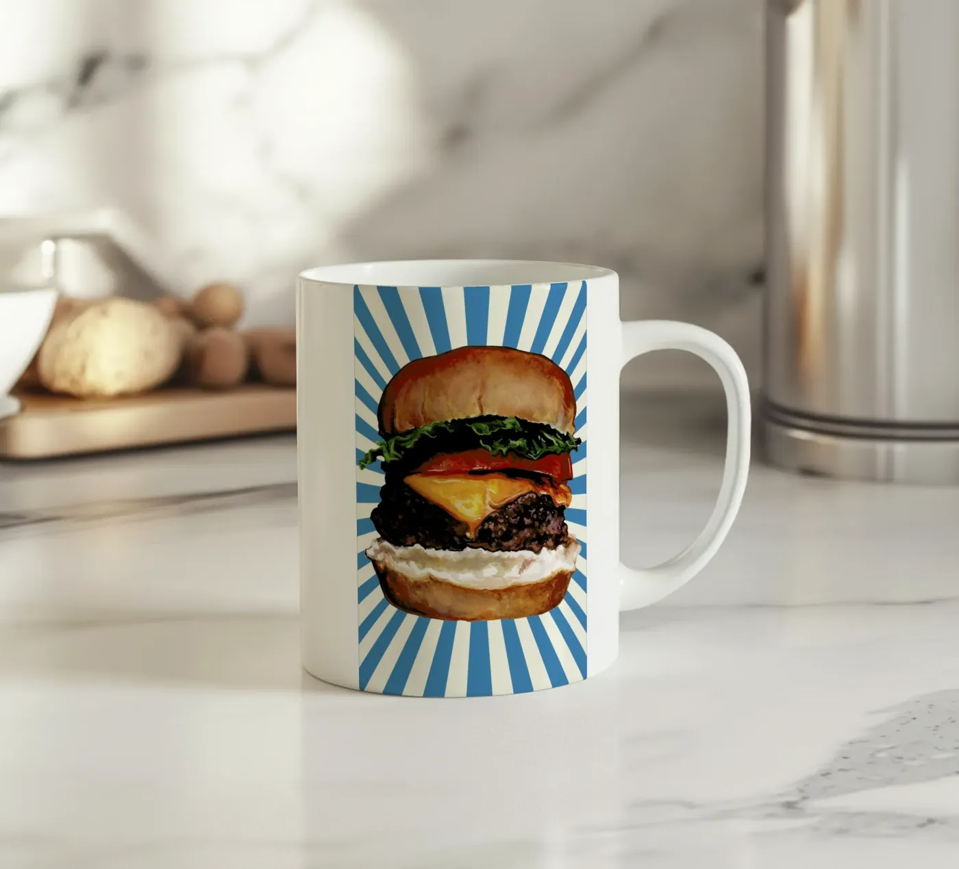 Cheeseburger ceramic mug by Kelly Gilleran