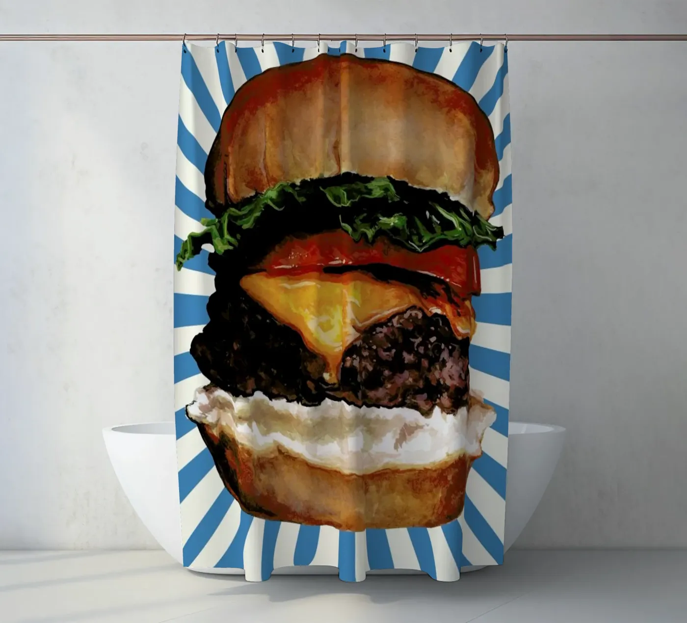 Cheeseburger douchegordijn van Kelly Gilleran