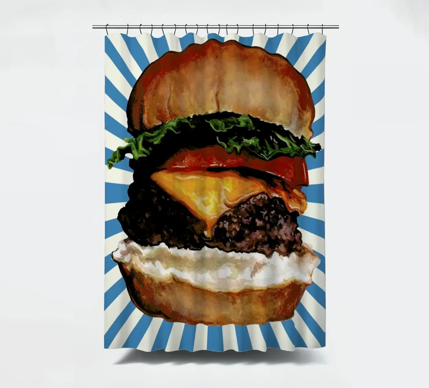 Cheeseburger douchegordijn van Kelly Gilleran