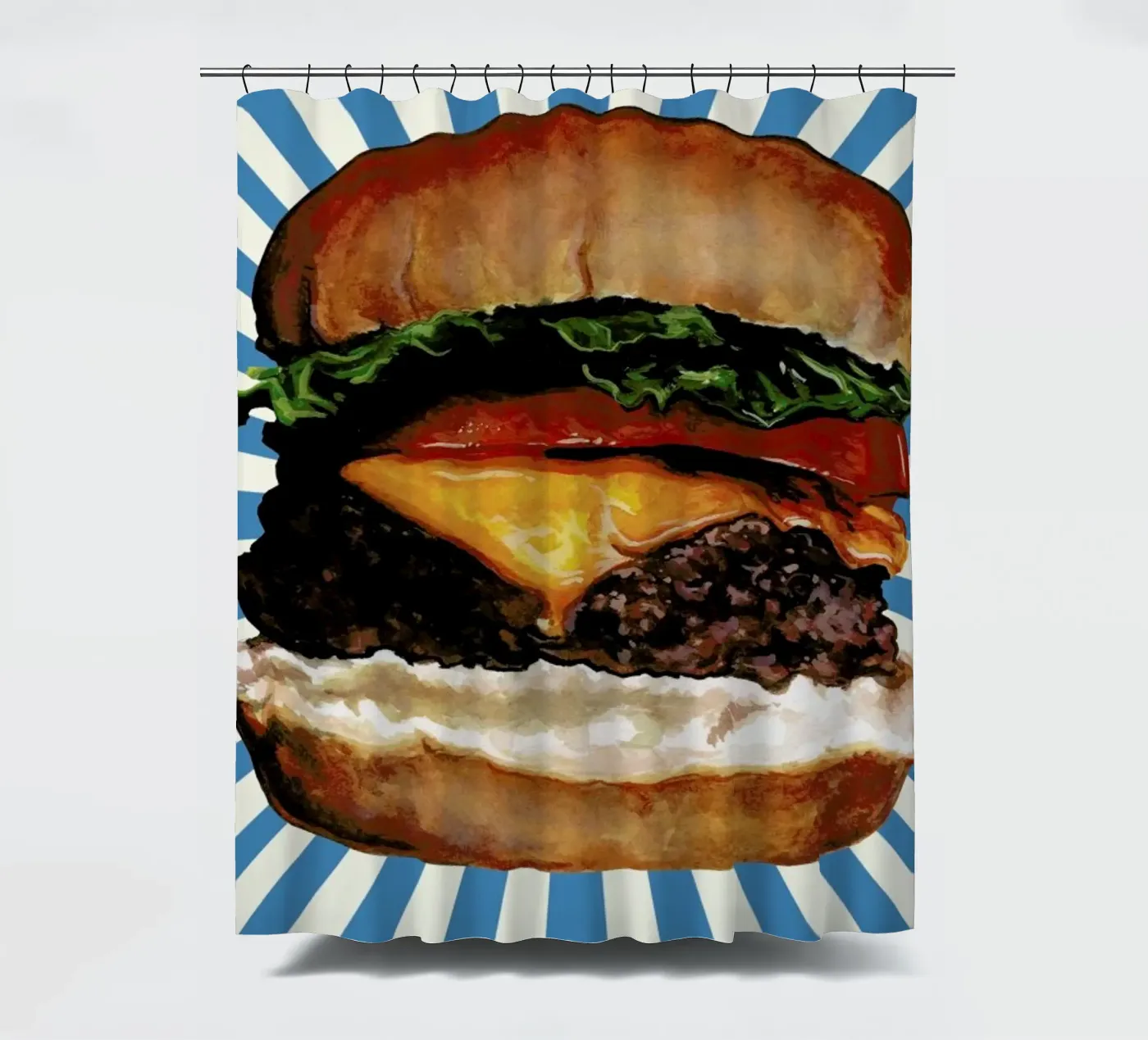 Cheeseburger douchegordijn van Kelly Gilleran
