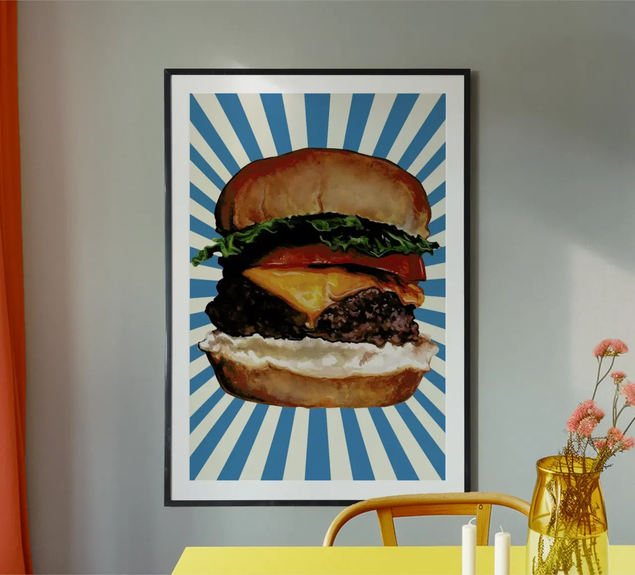 Cheeseburger poster con telaio in alluminio da Kelly Gilleran