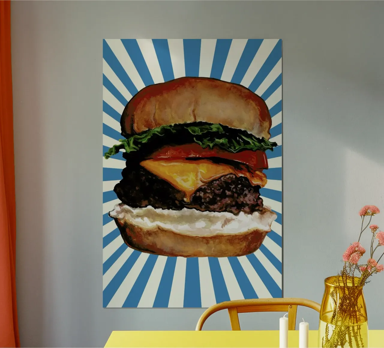 Cheeseburger poster con telaio in alluminio da Kelly Gilleran