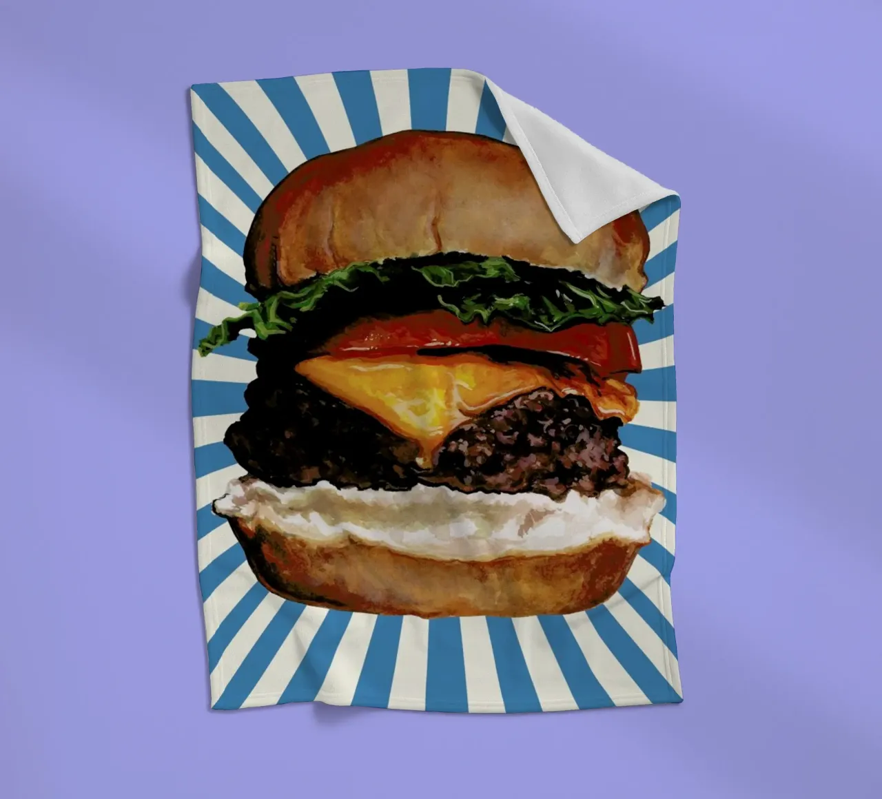 Cheeseburger fleece blanket by Kelly Gilleran