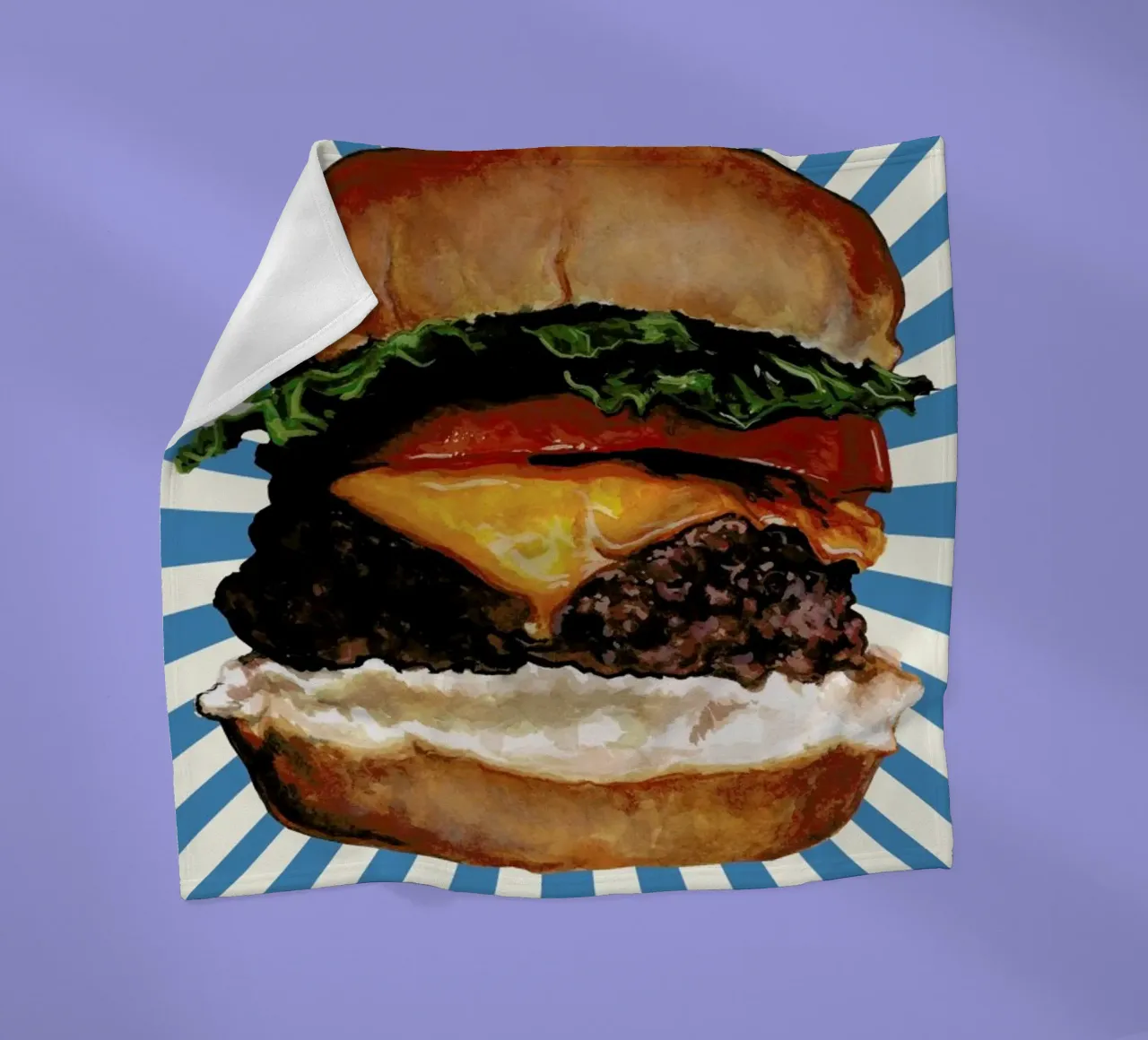 Cheeseburger fleece blanket by Kelly Gilleran