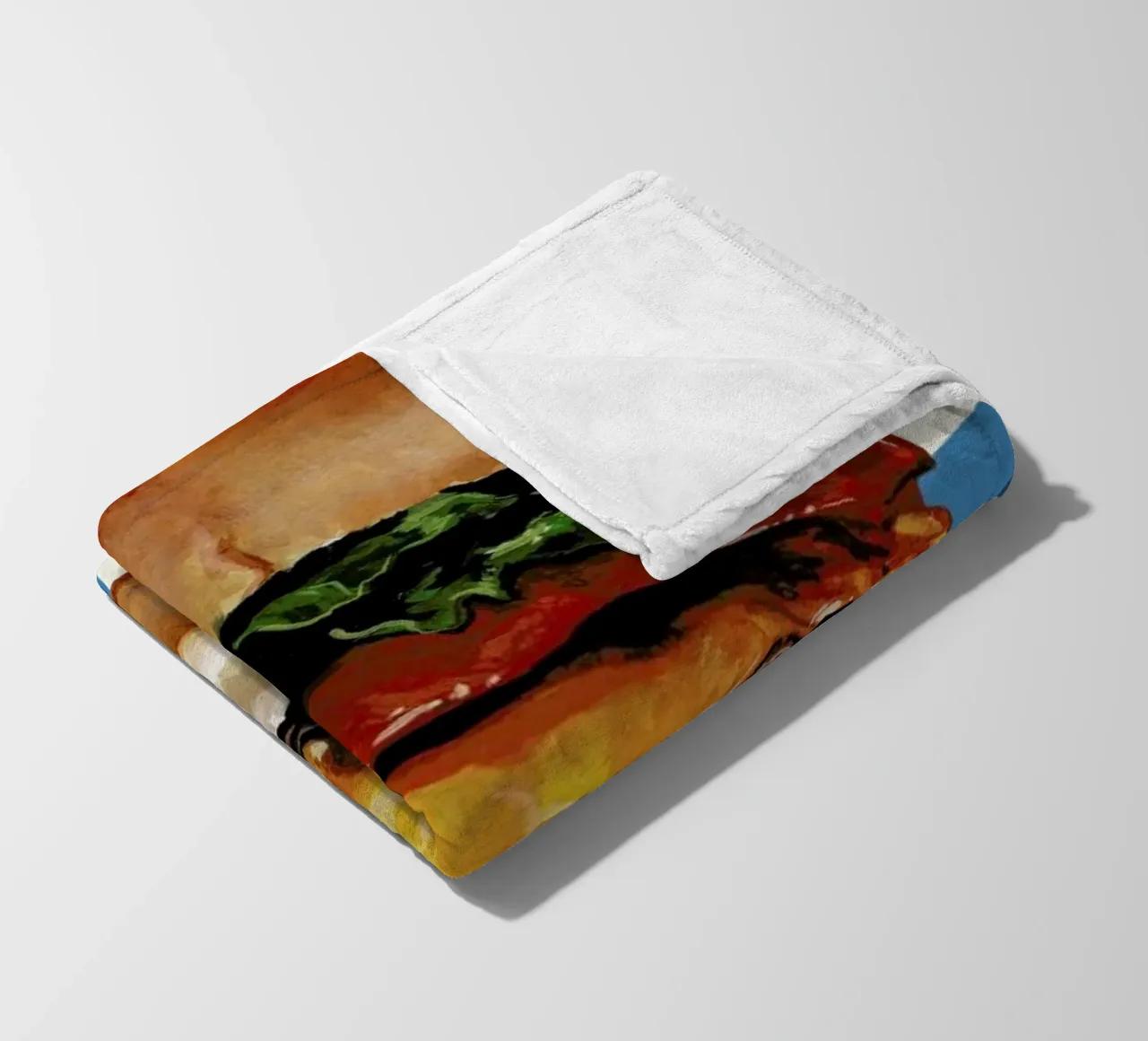 Cheeseburger fleece blanket by Kelly Gilleran