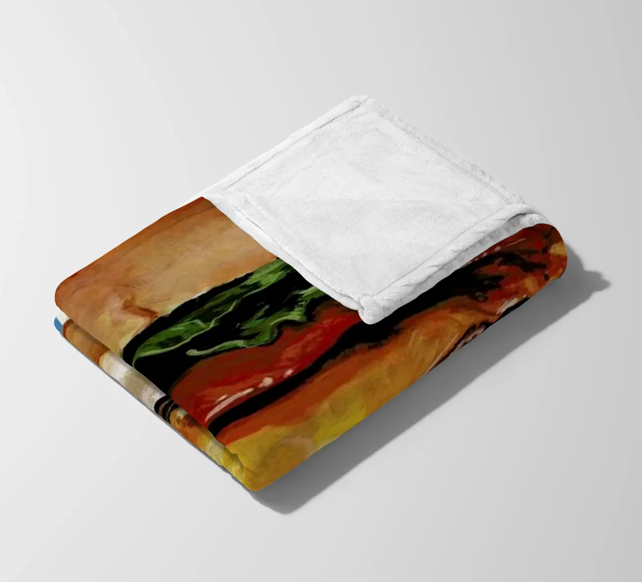 Cheeseburger fleece blanket by Kelly Gilleran
