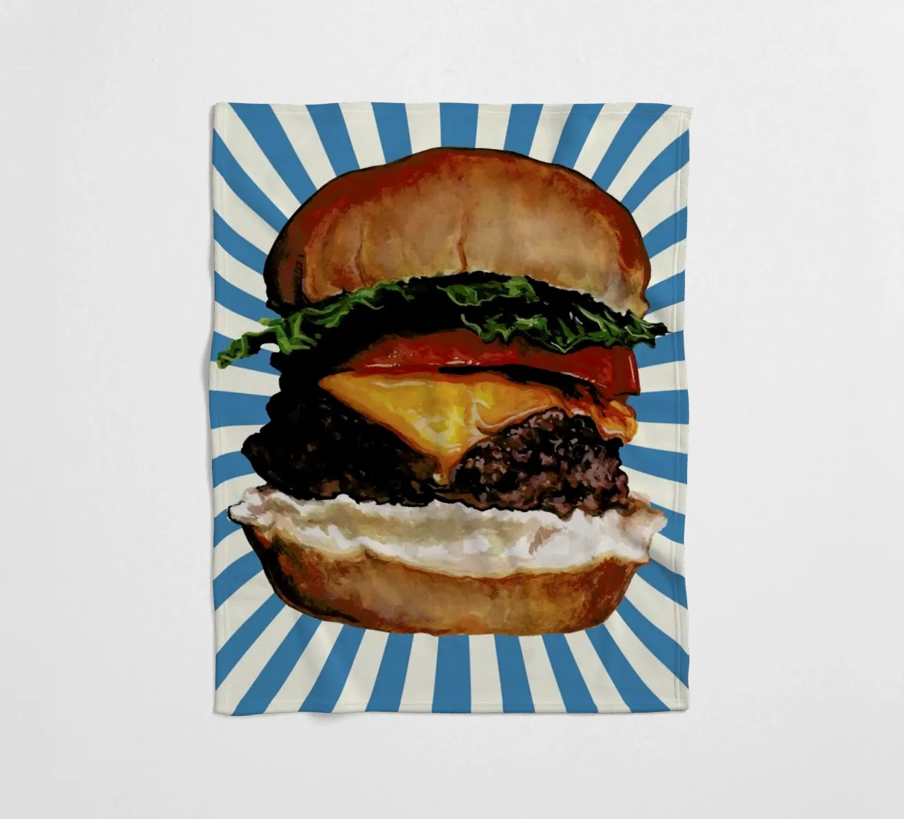 Cheeseburger fleece blanket by Kelly Gilleran