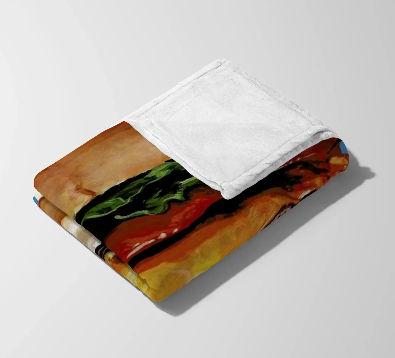 Cheeseburger fleece blanket by Kelly Gilleran