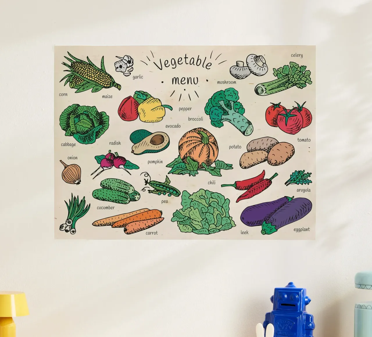 Klein groentemenu poster met aluminium frame van muench benjamin