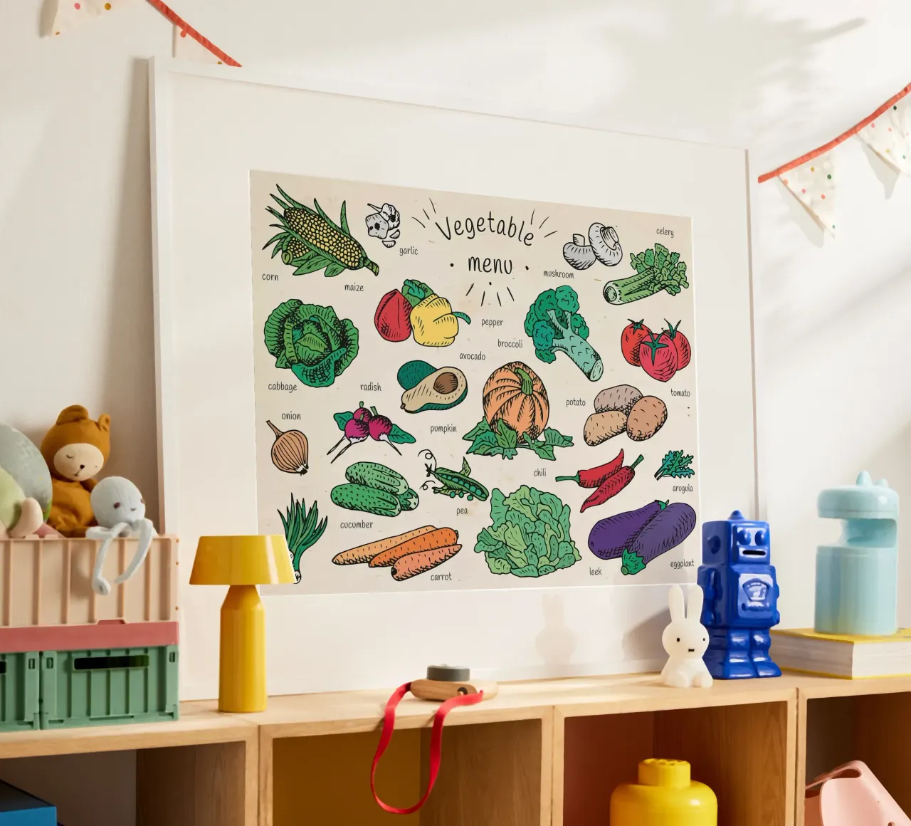Klein groentemenu poster met aluminium frame van muench benjamin